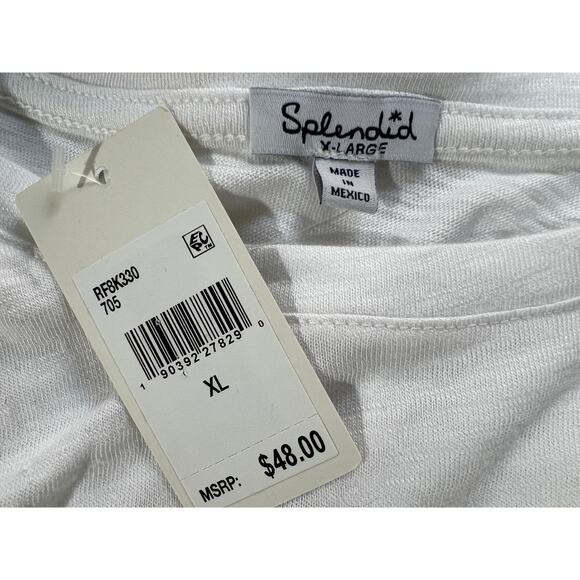 SPLENDID TOP WOMENS XLARGE BASIC CREW NECK SHORT SLEEVE SLUB TEE SHIRT WHITE - Picture 3 of 12